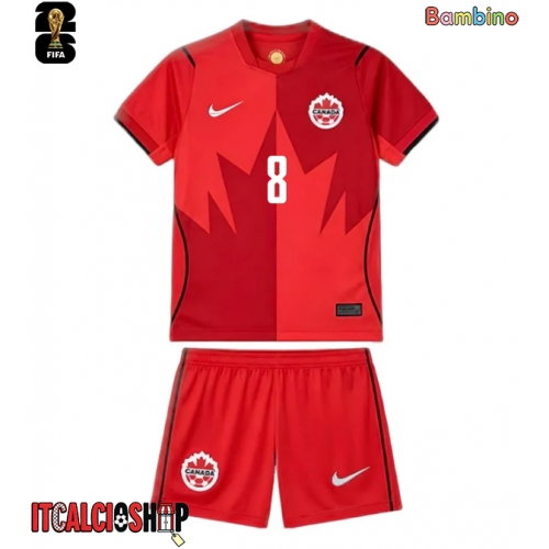 Canada Ismael Kone #8 Prima Maglia Bambino Mondiali 2026 Manica Corta (+ Pantaloni corti)